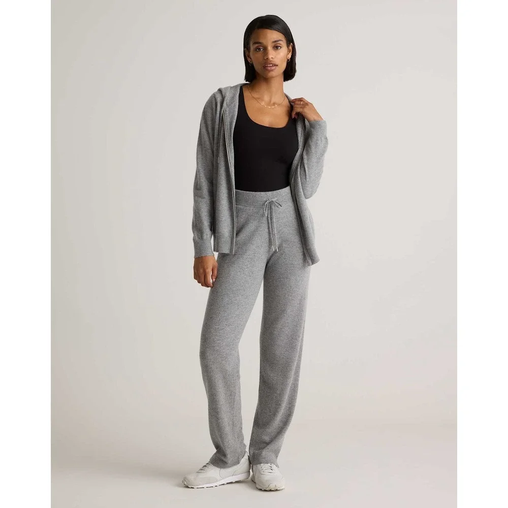 Quince Grey Cashmere Straight Leg‎ Pants Size XL Lounge Minimalist Luxury